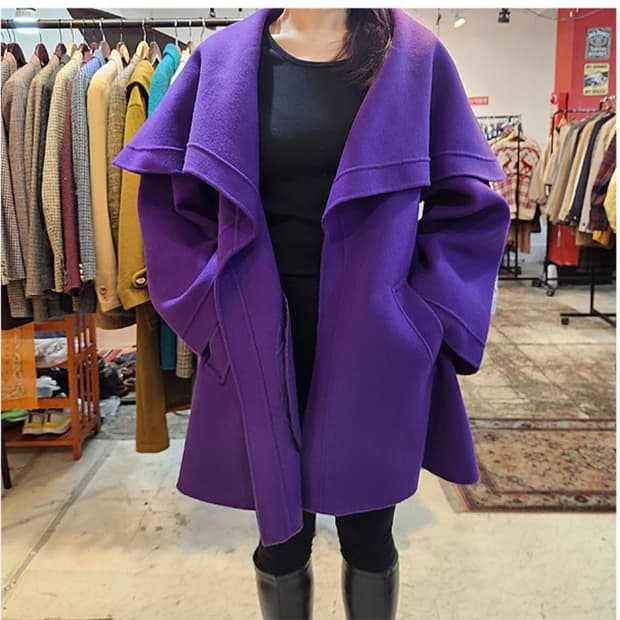 NINA RICCI 니나리치 바이올렛 울 빅 카라 오버핏 코트