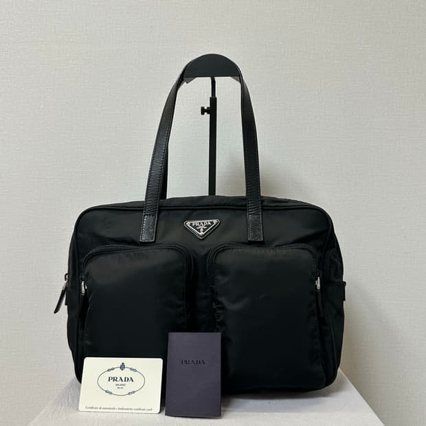 (개런티O) 프라다 블랙 나일론 토트백 숄더백 y2k