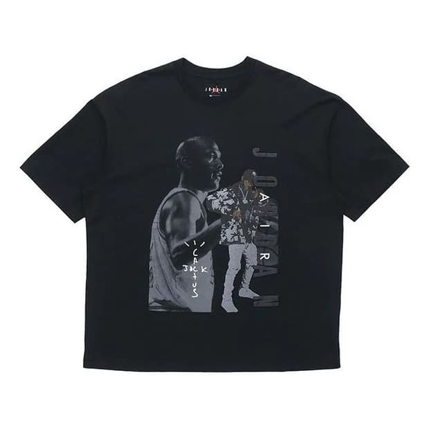조던 x 트레비스 스캇 워시드 티셔츠 블랙 반팔 S