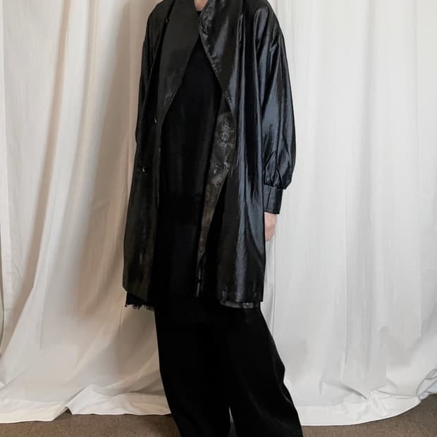 Reversible Glossy Floral Jacket - Black