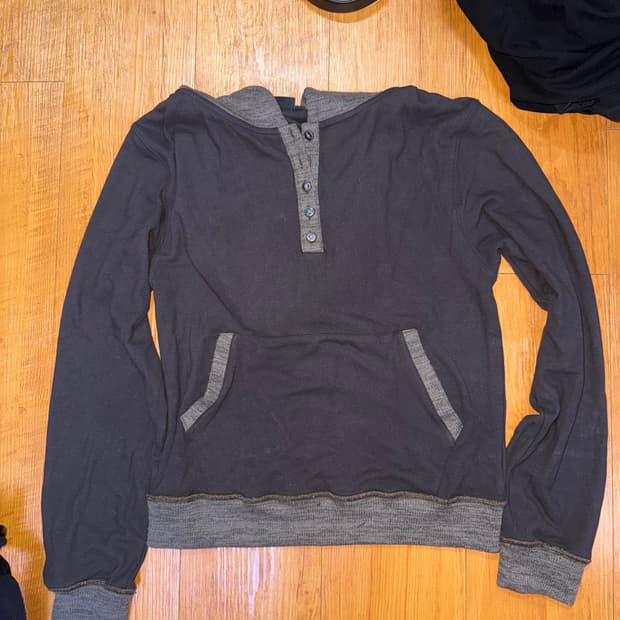 아캄 콘트라스트 로고 버튼 후디 후드티 후드 브라운 2