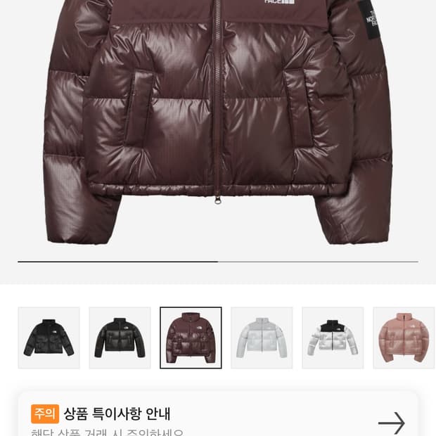노스페이스 패딩 화이트 라벨 노벨티 눕시 다운 자켓 코코아 브라운