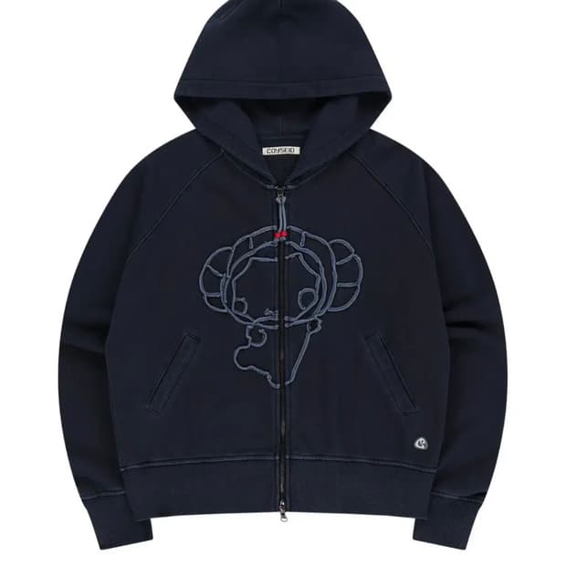 코이세이오 빈티지 테이프 후드집업 네이비