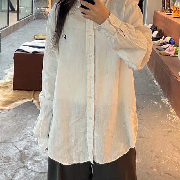 폴로 랄프로렌 화이트 린넨 셔츠 H429