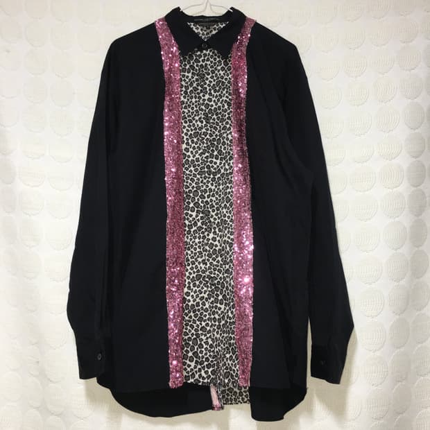 꼼데가르송 옴므 플러스 2018 S/S 런웨이 레오파드 스팽글 셔츠