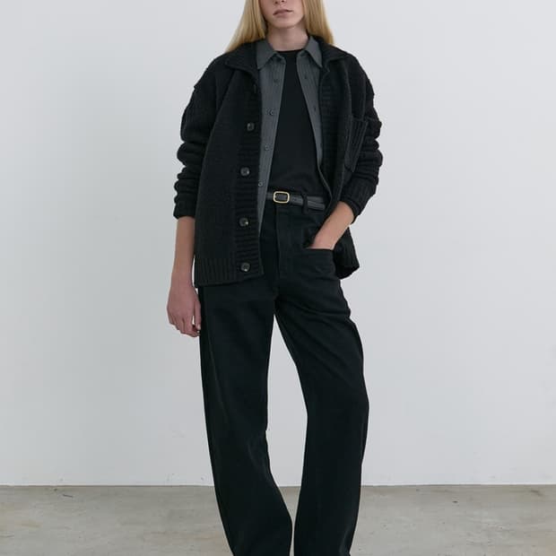 (48) aieul cop knit cardigan black