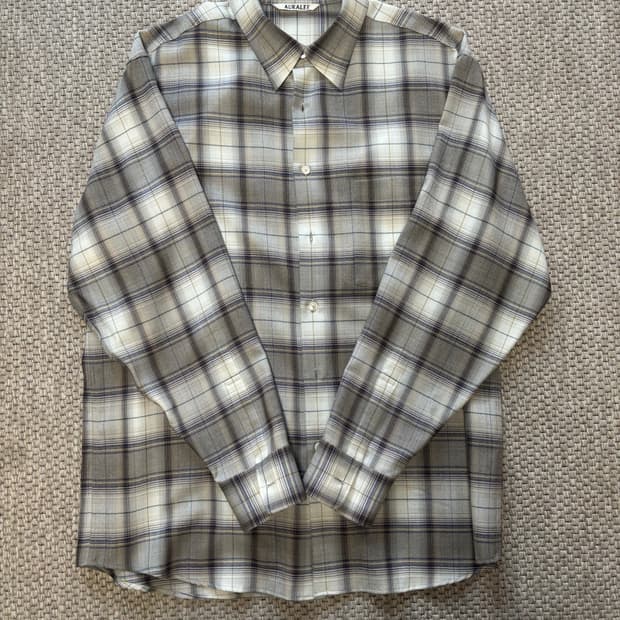 4사이즈) 오라리 체크셔츠 23aw 브라운