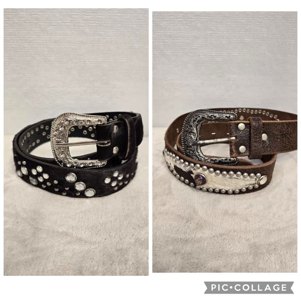 톰보이 웨스턴 스타일 스터드 장식 소가죽 벨트 남여공용