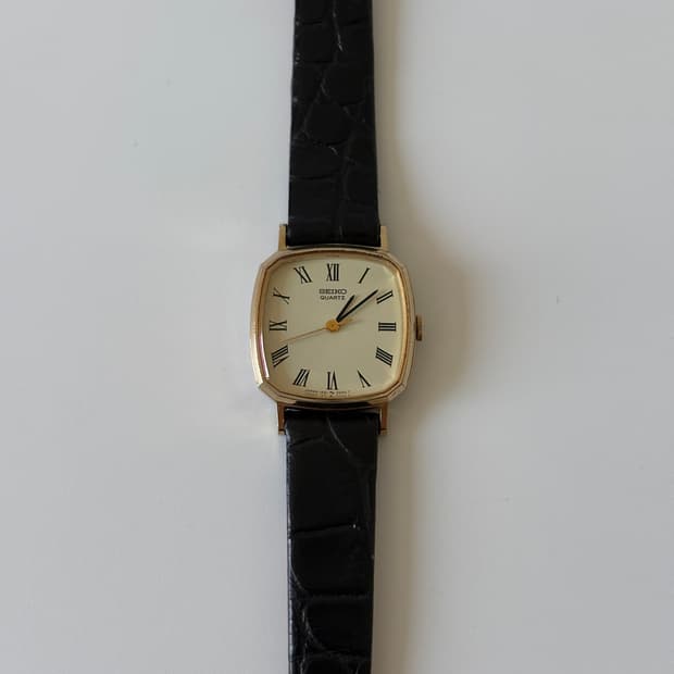 1980s Roman Gold Square Ladies Quartz