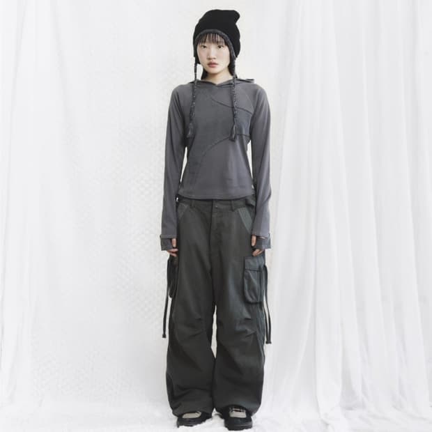 SUU WASHED POCKET PANTS ASH KHAKI