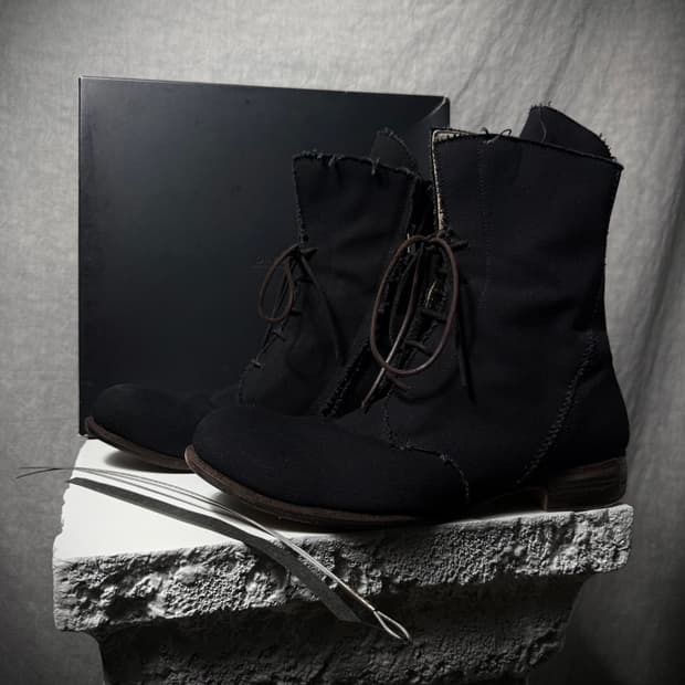 Devoa Stitch Canvas Back Zip Boots 
