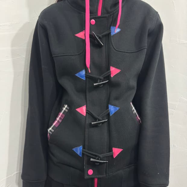 check duffle hood jacket