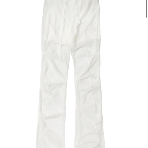 오호스 Sheer Over Tuck Pants / White