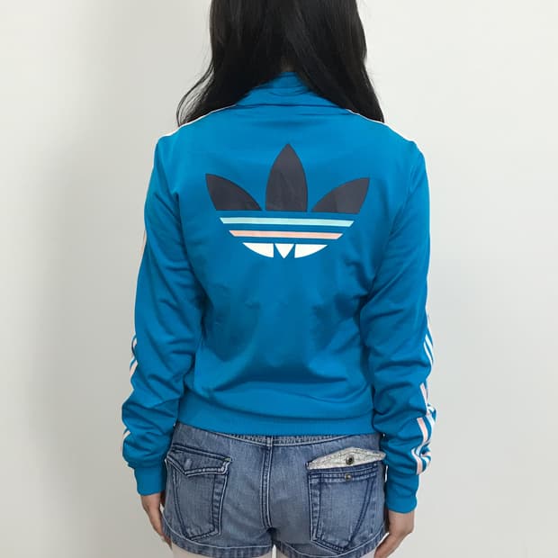 Adidas Cyan Blue & Pink Track Jersey