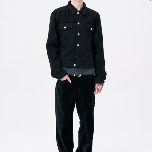 애니타임로릭 ZINNIA MIX JACKET-BLACK (L 사이즈)