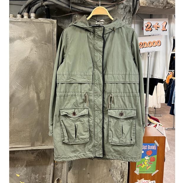 타미힐피거 후드 야상 자켓 카키 S #csz3915