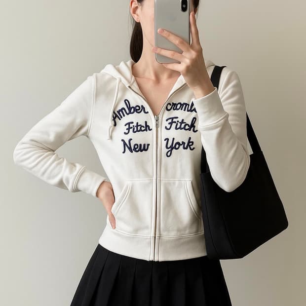 아베크롬비 y2K 레터링 자수 기모 후드집업 M size