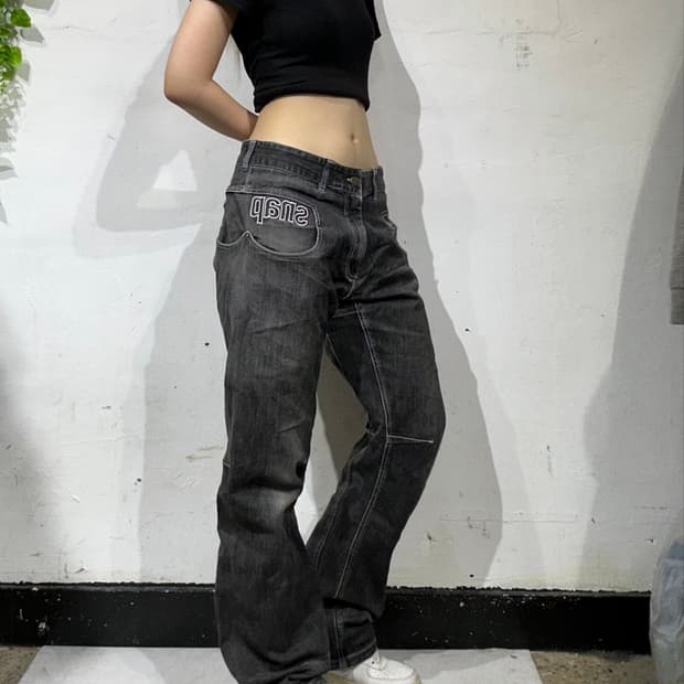 빈티지 아카이브 절개형 클라이밍 데님 힙합 부츠컷 새깅 스키니 청바지