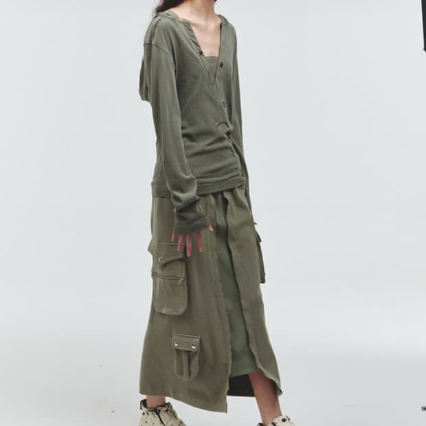 오들리워크샵Murky Multipocket Layered Skirt