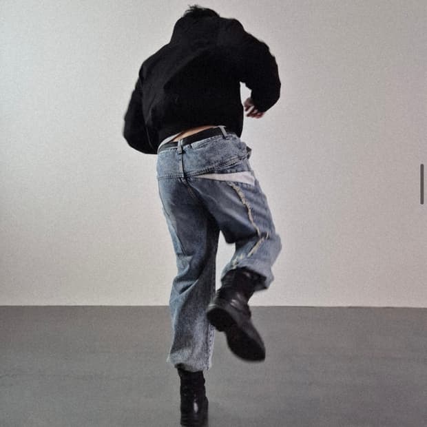 [2]퍼스널 오브젝트 임발란스 레더 데님 팬츠