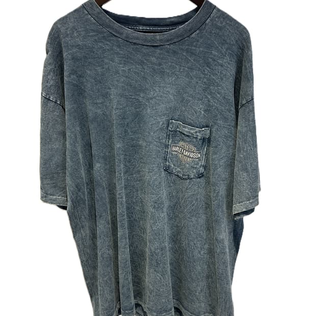 할리 데이비슨 빈티지 워싱 포켓 반팔 티셔츠