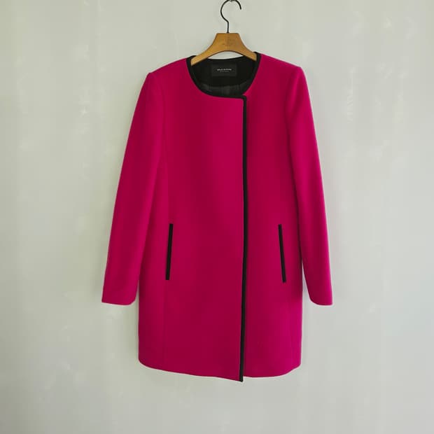 [MOJO.S.PHINE] 모조에스핀 핑크 배색 노카라 코트 자켓