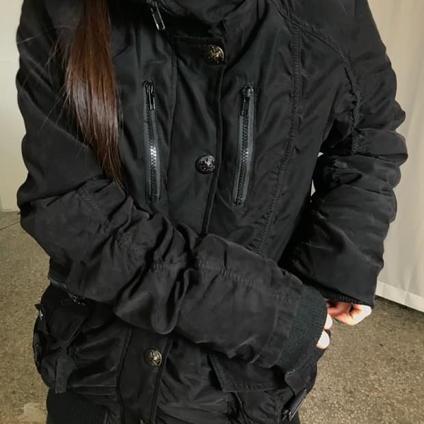 빈티지 블랙 퀄티드 아우터 