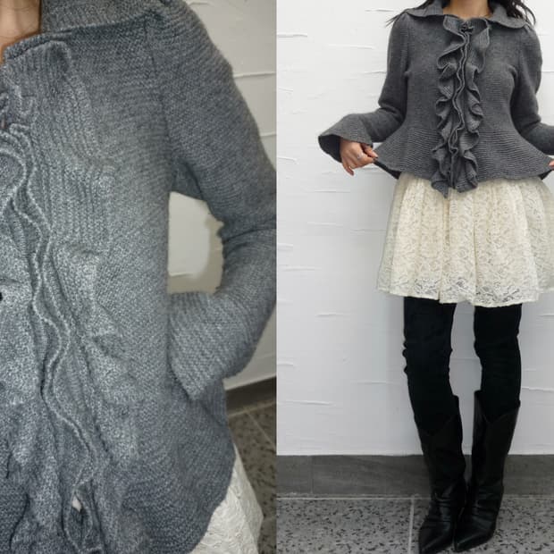 charcoal ruffle cardigan
