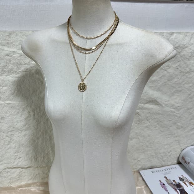 빈티지 스네이크체인 용골체인 레이어드 에스닉 목걸이