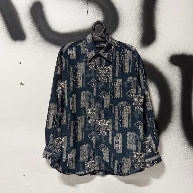 VTG 빈티지 에스닉 바로크 풀 패턴 원포켓 긴팔 셔츠