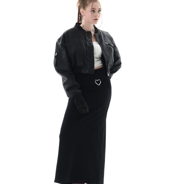 게이트리스 빈티지레더 자켓 블랙