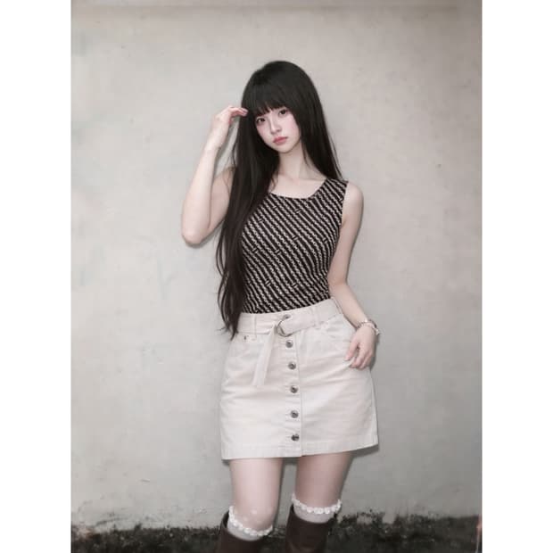 Sleeveless + Button Skirt Cody Set