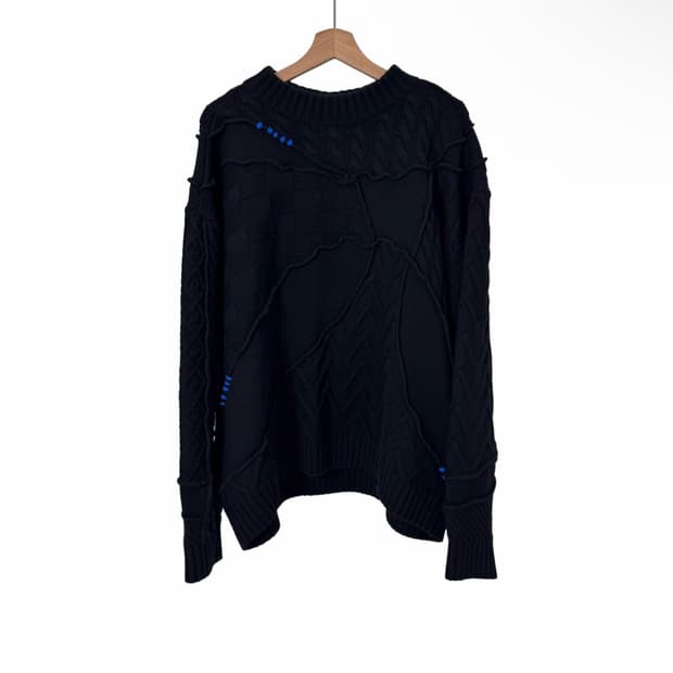 [L-XL] 아더에러 x 자라 남성 패치워크 오버사이즈 니트 스웨터 블랙