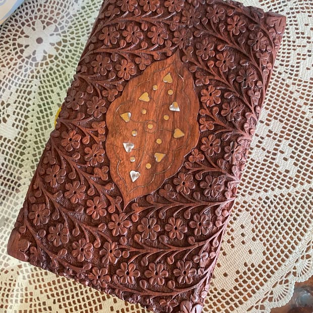 핸드카빙 빈티지 우드 보석함