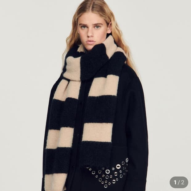 산드로 스트라이프 울 블렌드 머플러