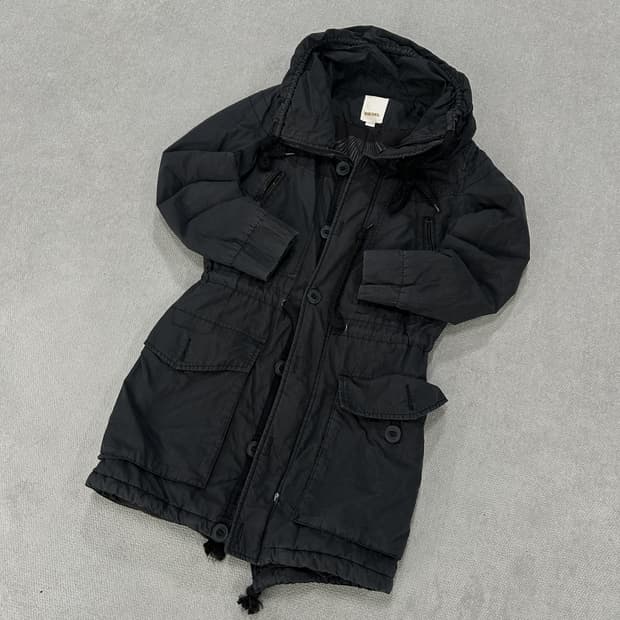 Diesel 디젤 후드 야상 블랙 코트 실측 s