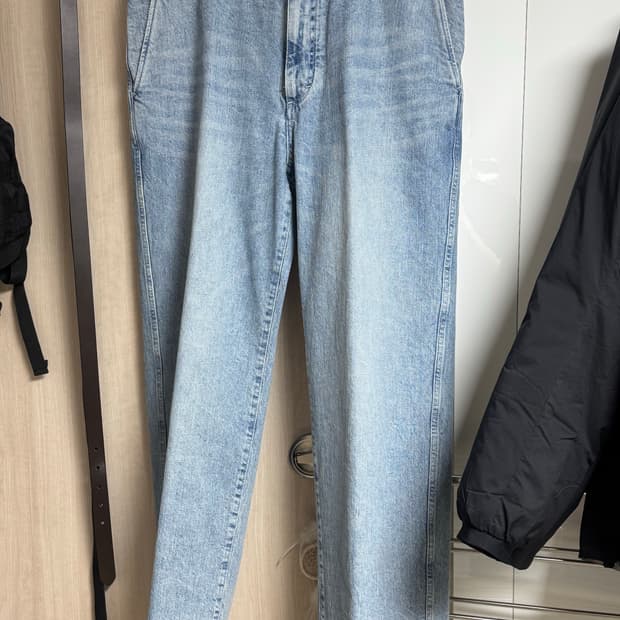 포터리 원워시드 와이드 데님 라이트블루