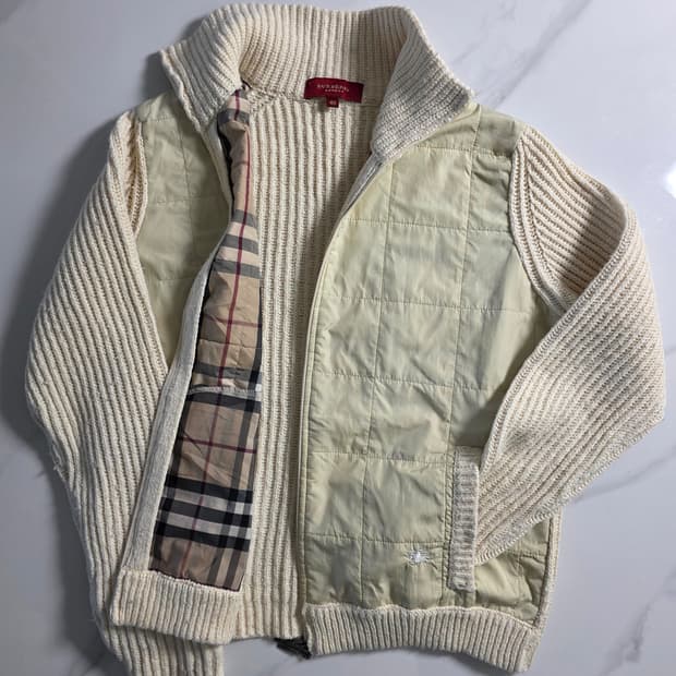 버버리 퀼팅 니트가디건