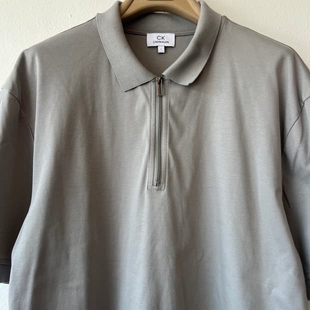 캘빈클라인 남성 그레이 집업카라티셔츠 반팔티셔츠