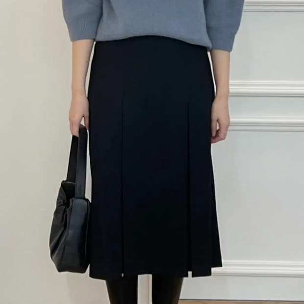 뷰와이 맞주름 플리츠 스커트 블랙 M