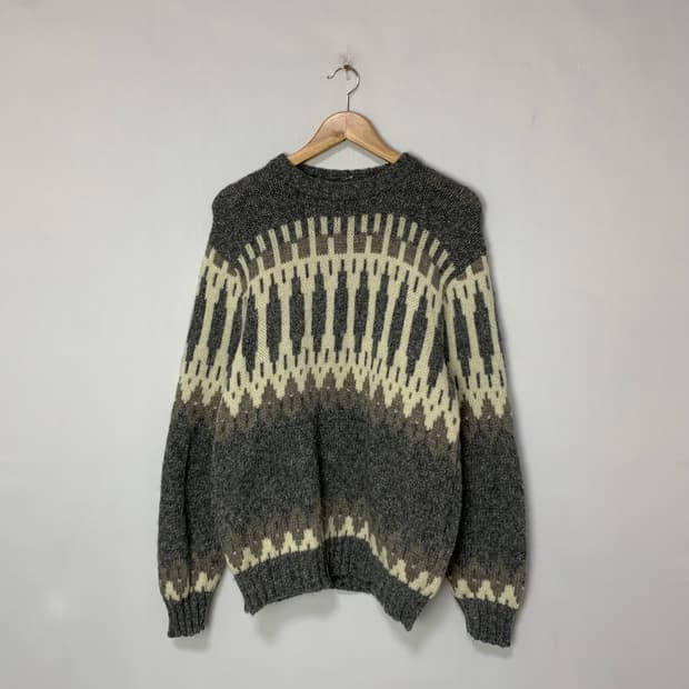 베네통 빈티지 패턴 니트 스웨터 남녀공용 L