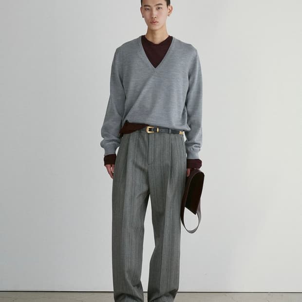 렉토 브로큰 헤링본 투턱 와이드핏 팬츠 s