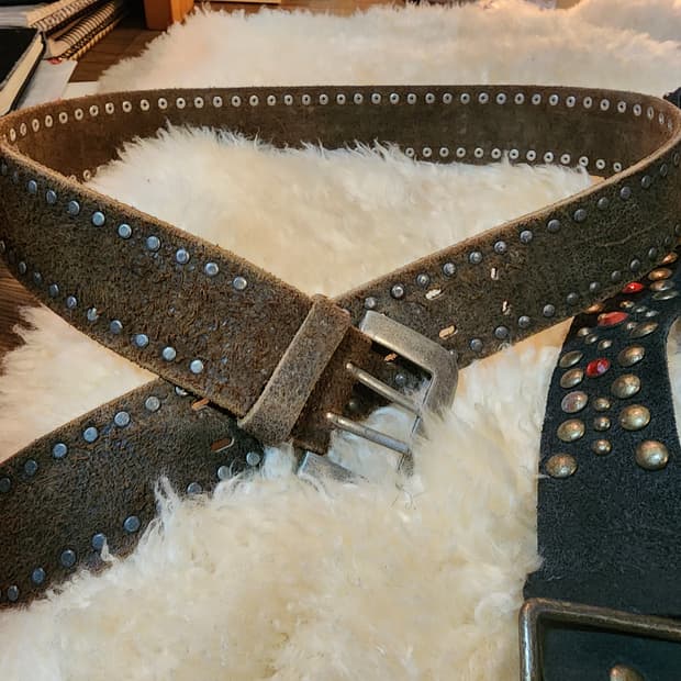 빈티지 남녀공용 스웨이드 통가죽 벨트