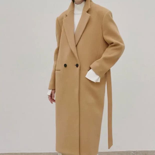 뮤제 오버숄더 더블 클래식 울캐시미어코트