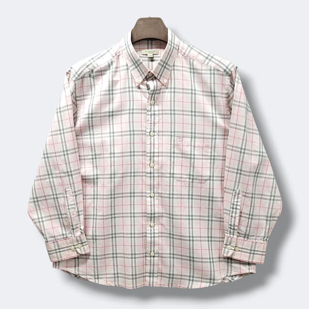 [L] 버버리 라이트핑크 시그니처 노바체크 긴팔셔츠