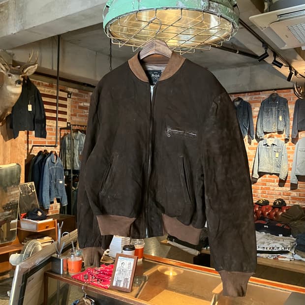 50s 60s 빈티지 디어스킨 스웨이드 봄버 레더 자켓