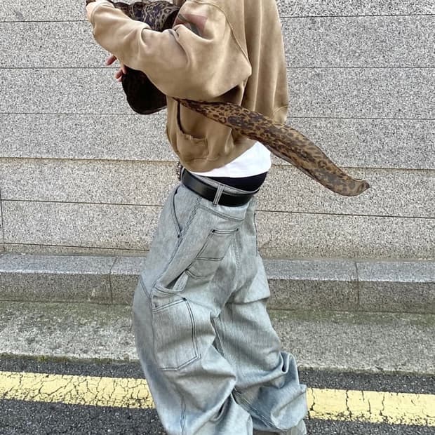 언더마이카 스트라이프 엔지니어 더블니 워크 팬츠