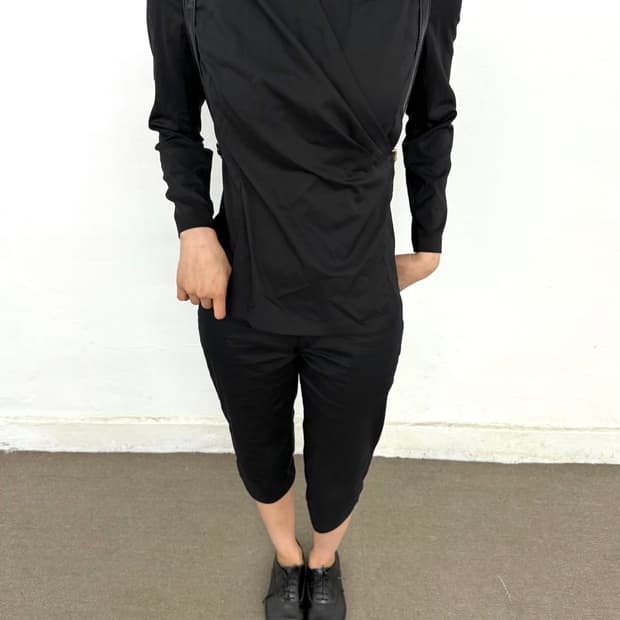Black Back open drape blouse