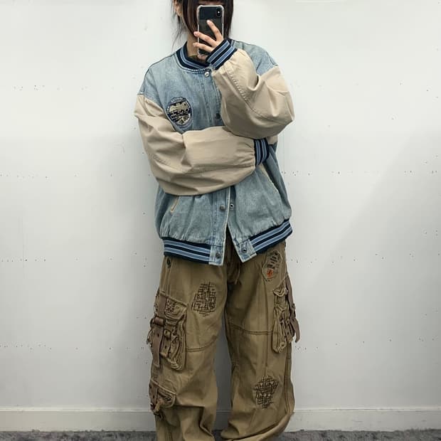 90s 데님 스타디움 자켓