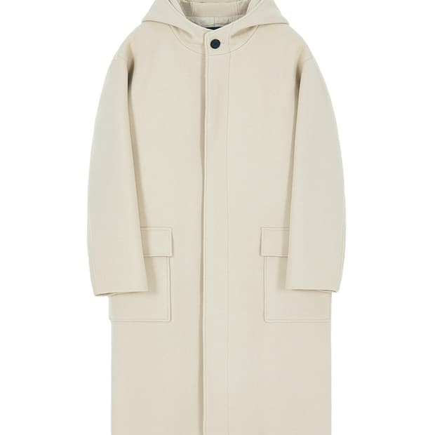 [M] 인사일런스 크림 오버사이즈 후드 코트
